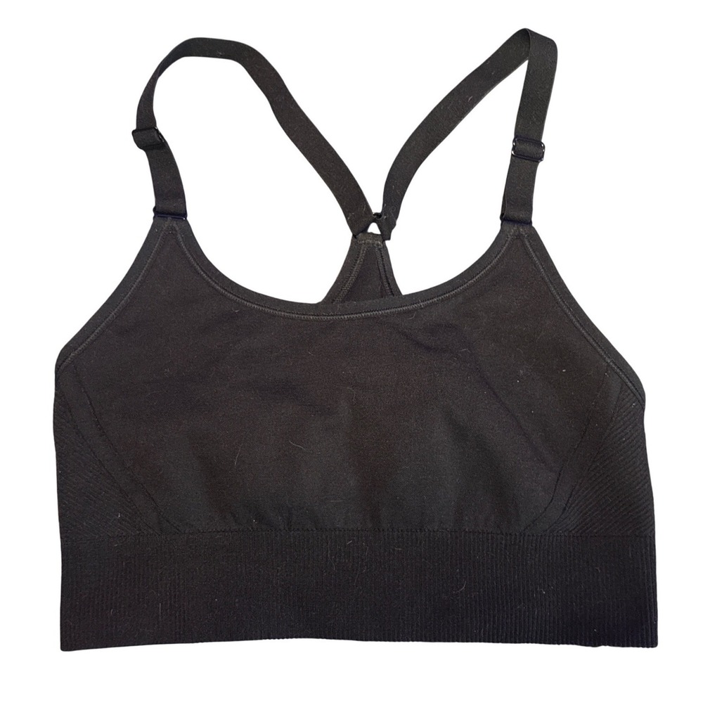 All In Motion Womens Black Racerback Sports Bra Seamless Adjustable Strap Large